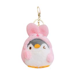 Schattig konijn oor pinguïn cartoon knuffels groothandel tas hangende decoratie pop netto rode sleutelhanger klein geschenk