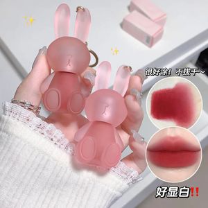 Mignon lapin mat velours rouge à lèvres été mignon lapin porte-clés rouge à lèvres mat Texture rouge à lèvres rose rouge brillant à lèvres coloré cosmétiques 240313