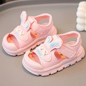 Leuke konijnen sandalen voor babymeisjes Koreaanse stijl trend mode peuter schoenen voor babymeisjes anti-slippery sport sandalen kinderen 240527