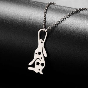 Schattige konijnen roestvrijstalen ketting voor vrouwen holle dierenster hanger keten choker bruiloft sieraden moeder scadeaus