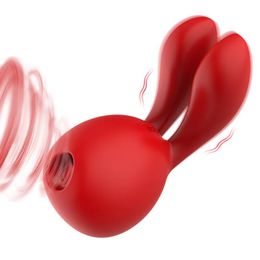 Schattige konijnen vibrators vorm clitoris stimulator vrouwelijke masturbator 5 en 8 modi orale zuigende vibrator tepelklemmen klemmen