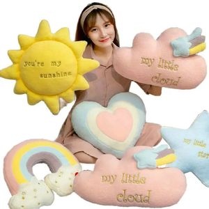 Mignon arc-en-ciel nuage soleil étoile ciel coussin doux coussin en peluche jouet bébé enfants chambre décoration jouet oreiller canapé coussin 231220