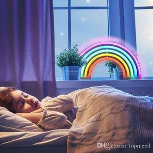 2021 Leuke regenboog neon teken, led regenbooglampen voor slaapzaal inrichting, regenboog decor neonlampen, muur decor voor meisjes slaapkamer, Kerstmis