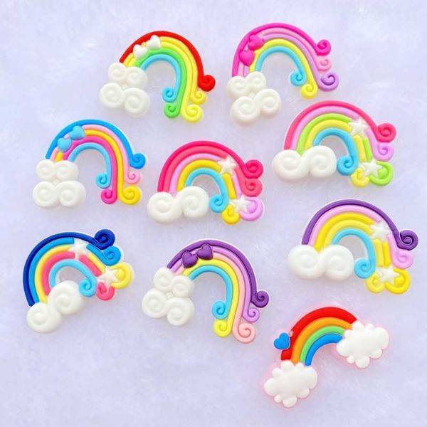 Mignon arc-en-ciel PVC colle flexible dos plat patch gros bricolage cheveux réfrigérateur accessoires décoratif pasteur tasse d'eau sac autocollant 100 pièces