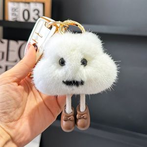 Mignon Réel Véritable Fourrure De Vison Nuage Porte-clés Boule De Fourrure Pompon Sac Charme Bourse De Voiture Téléphone Pendentif Enfants Jouets