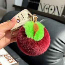 Lindo verdadero genuino Rabbit Fur Mangosteen llavero Pompom Ball Bolla Charm Harm Posting Car Teleing Kiding Toys Gift