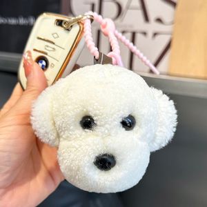 Mignon réel véritable shearling fourrure chien chiot de trousque clés pompom sac à balle sac charme sac de voiture