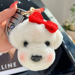 Schattige echte echte schaar furhond puppy sleutelhanger pompom ball tas charm accessoires tas auto telefoontelefoon piepend