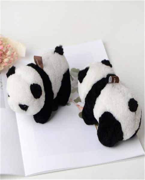 Mignon véritable véritable fourrure de mouton Panda ours pompon boule breloque pour sac porte-clés accessoires téléphone sac à main sac à main 5383345