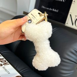 Lindo llavero de hueso de piel de oveja auténtica muñeca para niños bolso con pompón colgante peludo regalo