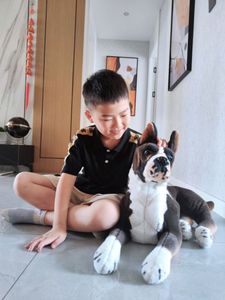 Mignon réaliste Animal Boxer chien grande Simulation douce animaux en peluche animaux chiens poupée pour enfants garçon cadeau déco accessoires d'enseignement