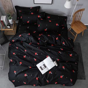 Juego de ropa de cama con diseño de seta roja bonita, 3/4 Uds., ropa de cama supersuave, funda de edredón, sábana, fundas de almohada, juego de funda Queen King Size 210706