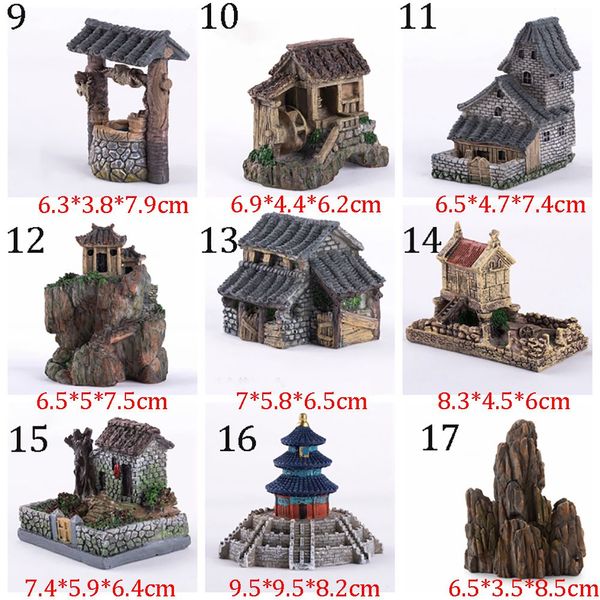 Mignon résine miniature statue mini-maison figurines chinois sens rural bricolage scene statue bonsai décor fée jardin micro paysage