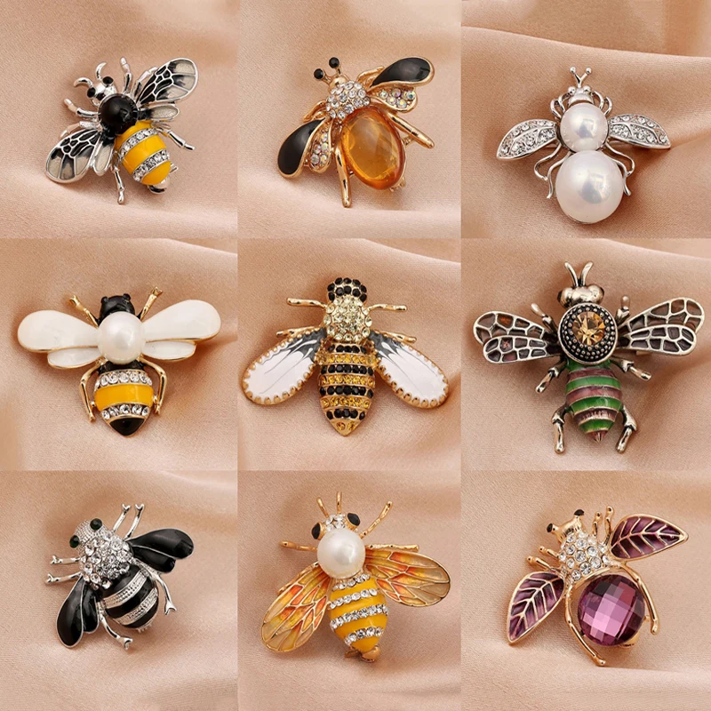 Симпатичный стразы пчелиной броши женские аксессуары для вечеринки насекомые жемчужные корсаж брошер кардиганские костюмы подарки подарки