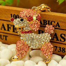 Mignon strass cristal chien porte-clés sac pendentif à breloque clés porte-chaîne porte-clés bijoux pour femmes fille cadeau