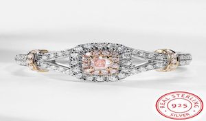 Mignon romantique femme princesse rose pierre bague originale solide 925 bijoux en argent mode luxe promesse bagues de fiançailles boîte-cadeau X3805796