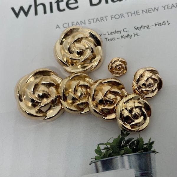Mignon Rose bricolage boutons de couture bouton de fleur en métal pour chemise pull manteau 10/12.5/15/18/20/23/25mm