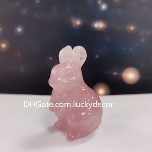 Jolie figurine de lapin en quartz rose, décoration sculptée, 3,8 cm, cristal de guérison, obisidan noir, aventurine bleue, pierre précieuse, lapin de Pâques, sculpture animale, cadeau pour elle et les enfants