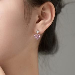 Boucle d'oreille en argent Boucles d'oreilles en forme de coeur rose pour femmes Cadeaux de Saint-Valentin Filles de mode Boucles d'oreilles Barbie 2024 Nouvelle femme de bijoux de luxe de créateur