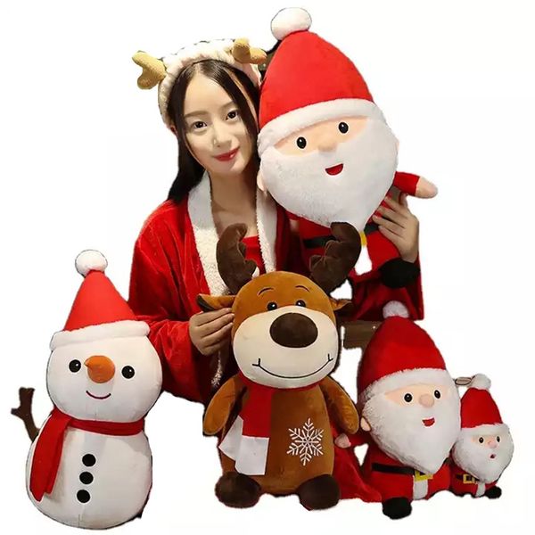 Mignon père noël décorations de noël poupées en peluche peluche noël bonhomme de neige renne peluches pour la décoration de la chambre