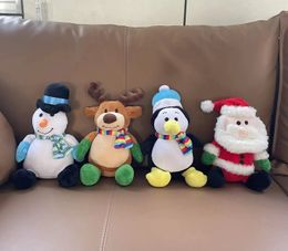 Lindo muñeco de peluche de Papá Noel, alce de Navidad, muñeco de nieve, decoración navideña