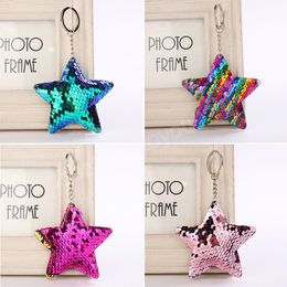 Bonito llavero de estrellas de lentejuelas, llavero de mujer, regalo para mamá, llavero, accesorio para bolso de coche para niña, colgante