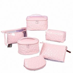 Sac de maquillage set mignon pour les femmes Sac cosmétique de grande capacité avec manche aile de sac de toilette de voyage pour les femmes 86vz #