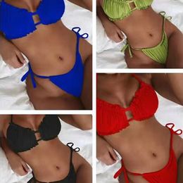 Maillots de bain de plage sexy mignons maillots de bain bikinis avec sangle pas facilement détachés maillots de bain maillots de bain pour femmes rouge noir vert lo035 C23