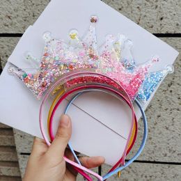 Mignon brillant paillettes couronne bandeau cheveux bâtons accessoires pour filles bandeau enfants dessin animé cheveux cerceau