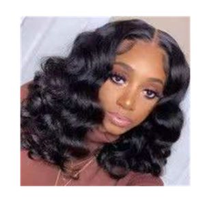 Cute short bob wigs loose deep wave lace frontal wigs pre-plucked with baby hair 180% density natural and high quality glueless easy to adjust 5x5 closure wig diva2