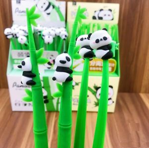 Mignon Silicone Panda Forme Gel Stylo Bambou Swing Signature Stylo Dessin Animé Colle Douce Crayon Propulseur Étudiant Papeterie PAS de boîte d'affichage