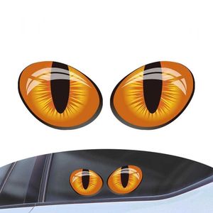 Bonitas pegatinas de simulación de ojos de gato para coche, calcomanía de vinilo 3D para espejo retrovisor, cubierta de motor de cabeza de coche, decoración de ventanas