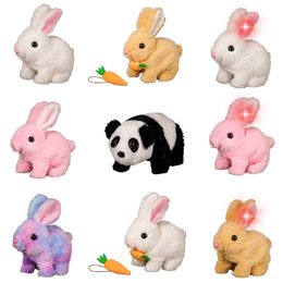 Leuke simulatie Elektrisch konijn pluche speelgoed zachte konijnen gevulde poppen roze wit bruin lumineuze jump realistisch haas cadeau voor kinderen