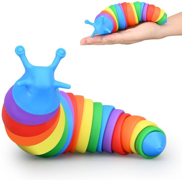 Jouets mignons Fidget Limaces articulées flexibles 3D favorisant le jouet de décompression tous âges soulagement Anti-anxiété sensoriel pour enfants adultes