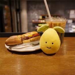 Visage souriant mignon, poupée jouet en peluche aux fruits et légumes au citron, porte-clés, pendentif de machine à poupée