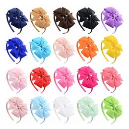 Mignon couleur unie à la main ruban arcs bandes de cheveux bébé filles bandeau enfants cheveux accessoires 20 couleurs