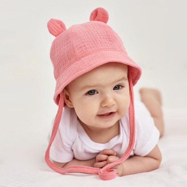 Mignon printemps été bébé chapeau de soleil enfants en plein air lapin oreille casquettes de plage garçon fille Panama unisexe plage seau chapeaux pour 0-18 mois