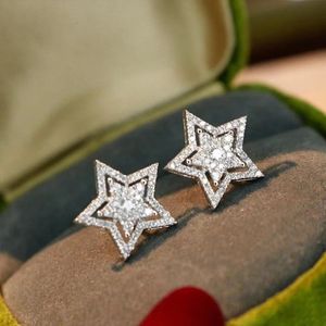 Mignon Star Lab diamant cz boucle d'oreille 100 réel 925 bijoux en argent sterling boucles d'oreilles de mariage de fiançailles pour les femmes cadeau de mariée 240113