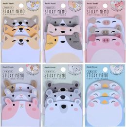 Leuke Sticky Notes 6 Pack Cartoon Dieren Vorm Markers Vlaggen SelfStick Memo Pads Studenten Thuiskantoor Tab Leveranties 240119