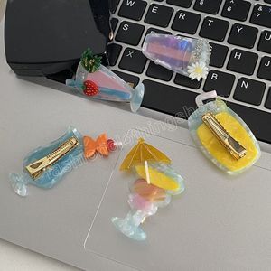 Leuke Aardbei Cocktail Haarspeld Acetaat Haar Clip Mode Krab Haarspeld Hoofddeksels Haaraccessoires voor Vrouwen Meisjes