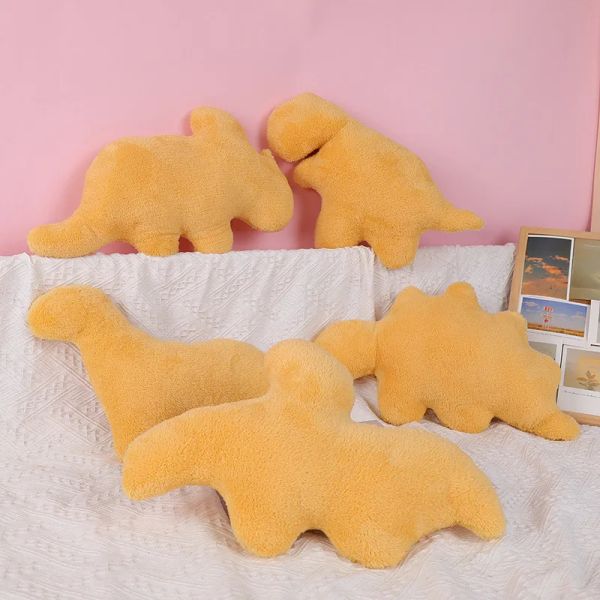 Lindo animal de peluche Dino Nugget de pollo Bloque de pollo almohada Dinosaurio suave Idea creativa de regalo Regalos de juguete para niños y niñas