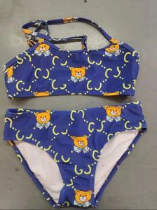 Leuke zomermeisjes merk bikini tweedelen zwempakbrieven geprinte kinderen peuters badpakken cartoon beer baby meisje strand badmode kind zwemmen 2-7 jaar