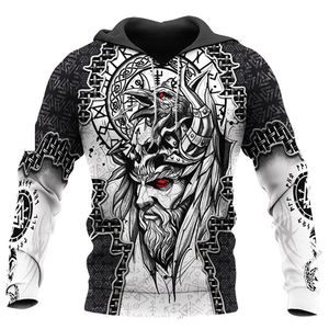 Lindo símbolo vikingo tatuaje 3D impreso primavera unisex sudadera con capucha suéter suéter casual chaqueta suelta masculina XXS-4XL 220725