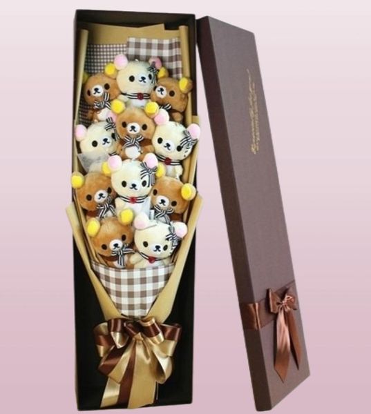 Mignon en peluche en peluche animal en peluche amant de jouets rilakkuma ours fleur bouquet box anniversaire valentin039s jour de Noël cadeau4547019