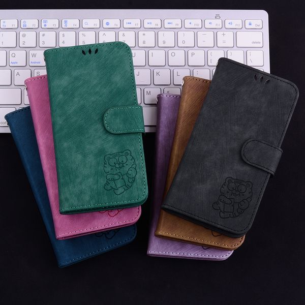 Étuis portefeuille en cuir PU tigre mignon pour Redmi Note 12S 12 Pro 12C A1 Plus 10C Xiaomi POCO F5 Pro 13 5G Lite Nokia C12 C22 C32 G22 C31 X30 Porte-cartes Pochette à rabat