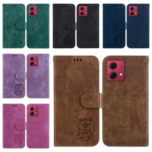 Leuke Tijger PU lederen portemonnee hoesjes voor Xiaomi 13T Pro Motorola Moto G84 G54 Edge 40 Neo Samsung A05 A05S A15 Huawei Honor X5 Plus X6A Kaartsleufhouder Flip Cover Pouch