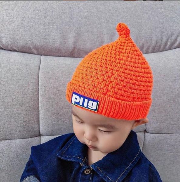 Gorro de lana tejido a ganchillo para bebé, diseño de moda, gorro de acrílico tejido para bebé, gorros cálidos para invierno y otoño para niños, gorro para pezones