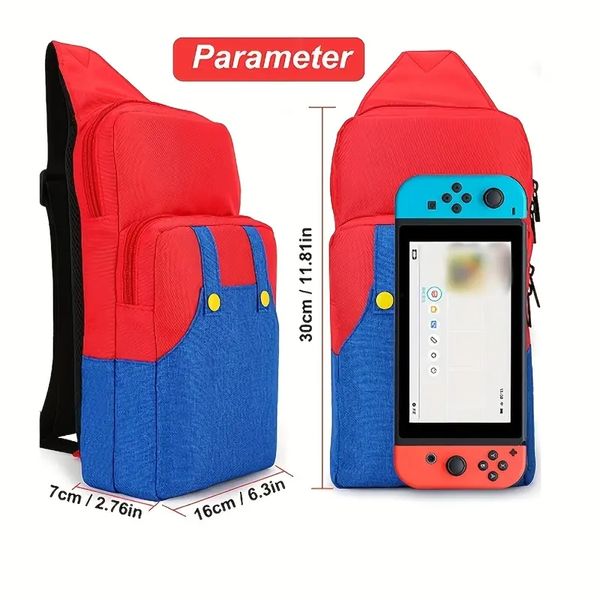 Joli sac de voyage pour Nintendo Switch/Lite/OLED/Steam Deck, sac à dos étanche portable transportant bandoulière épaule poitrine sac de jeu étui pour NS SD Console Dock Joy