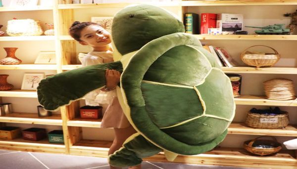 Tortue mignonne en peluche poupée douce géante animal tortue verte oreiller de couchage grande poupée cadeau d'anniversaire décoration 59 pouces 150 cm DY5078597438