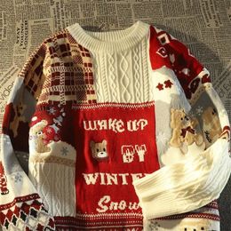 Leuke gedraaide kersttrui voor heren en dames met lange mouwen Y2K Street herfst winter mode losse getrokken trui uit de Verenigde Staten 231228